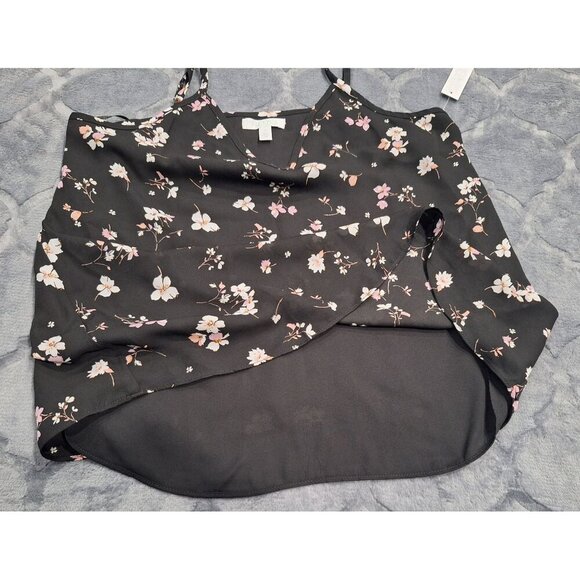 NWT Abound Black Floral Spaghetti Strap Flowy Tank Top Camisole/Sz. XS - Picture 3 of 7